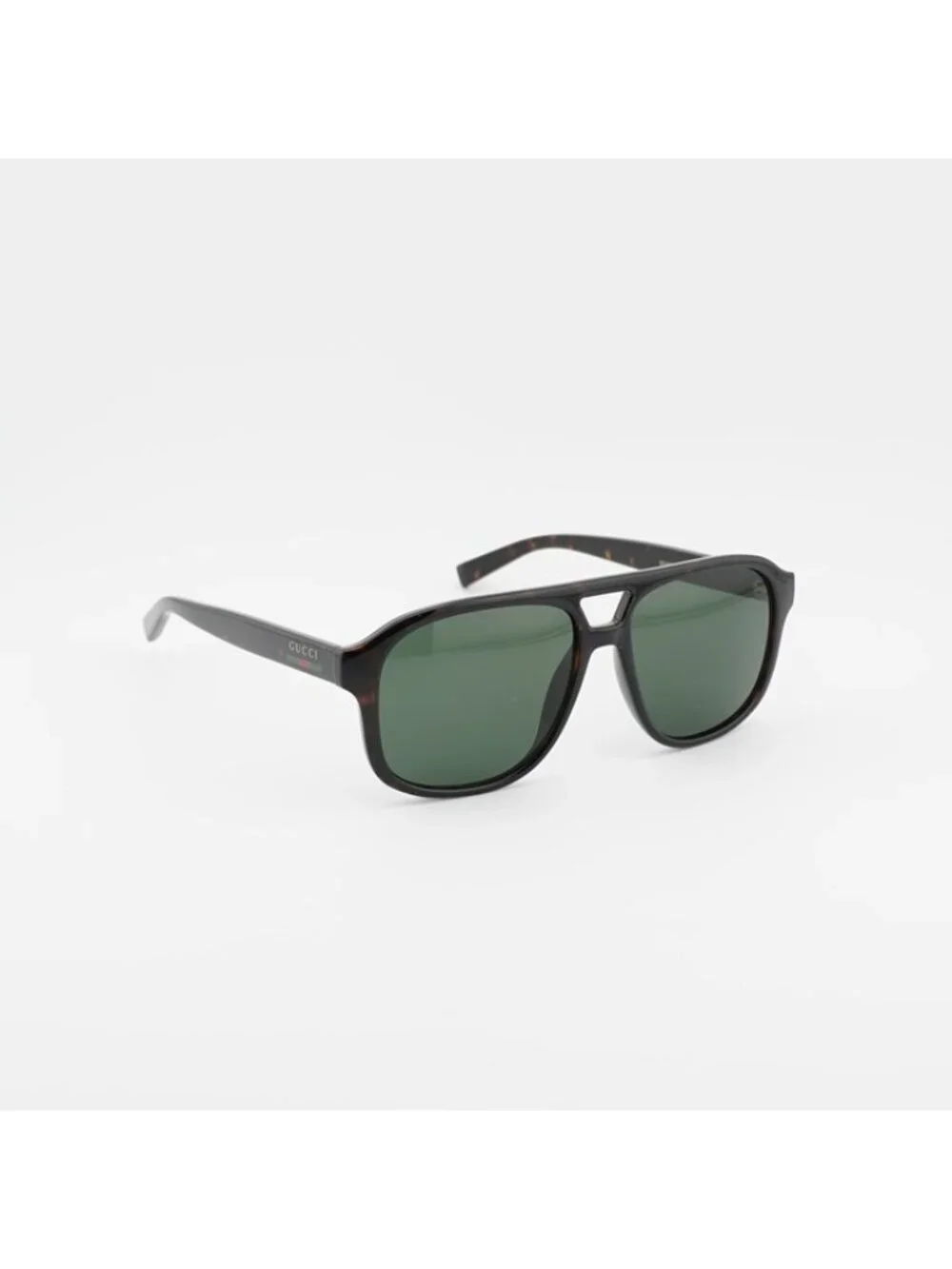 Gucci GG1856S 002 Sunglasses Dark Havana Aviator Frame, Green Lenses